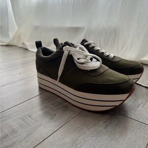 Olive Green Platform Sneakers